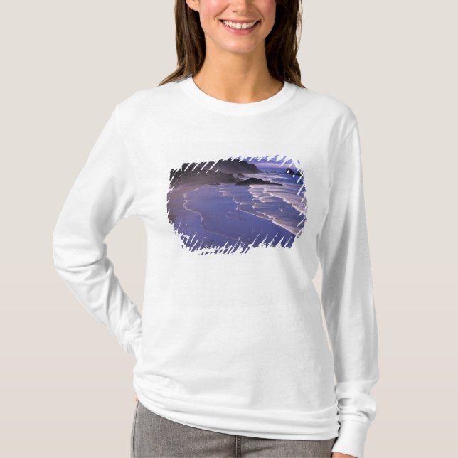 Camiseta OR, Costa do Oregon, Ecola SP, Indian Beach com (Frente)