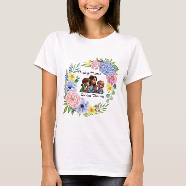 Camiseta Oração à mamãe Dia de as mães cristã floral (Frente)