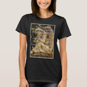 Camiseta Oração Anjo de Deus Católico Cristão Espanhol Esp