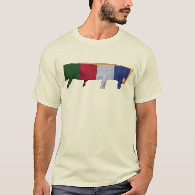 Camiseta Oração Budista Flags, mosteiro Kagyu Samye Ling (Frente)