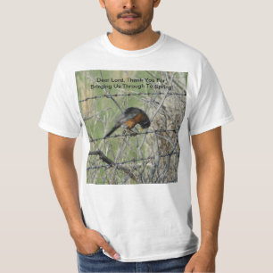Camiseta Oração do primavera do pisco de peito vermelho d