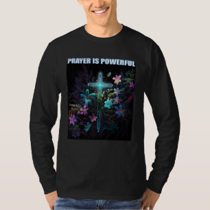 Camiseta Oração é Cruz de Flores Poderosas Jesus Cristo