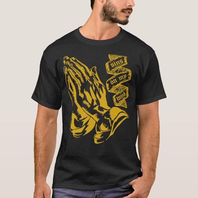 Camiseta Oração Mãos Pecados Na Minha Mente, Captura Cristã (Frente)