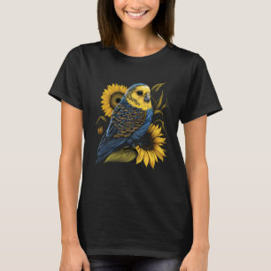 Camiseta Oradora Mãe Budgerigar Sunflower Parakeet Bird Mot
