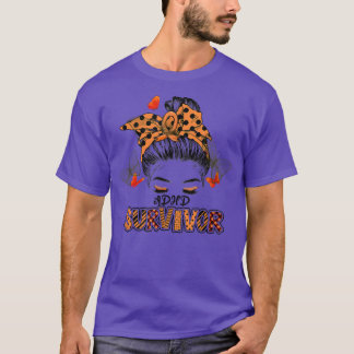 Camiseta Orange ADHD Messy Bun Survivor Acredita no Apoio