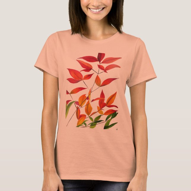 Camiseta Orange Autumn deixa a arte original de aquarela (Frente)
