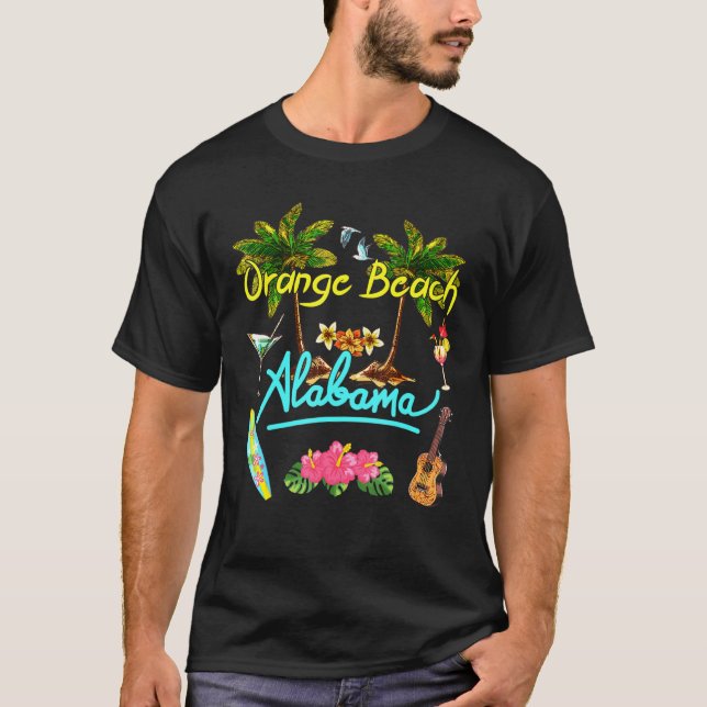 Camiseta Orange Beach Alabama Summer Palm Surf Sun Set Palm (Frente)
