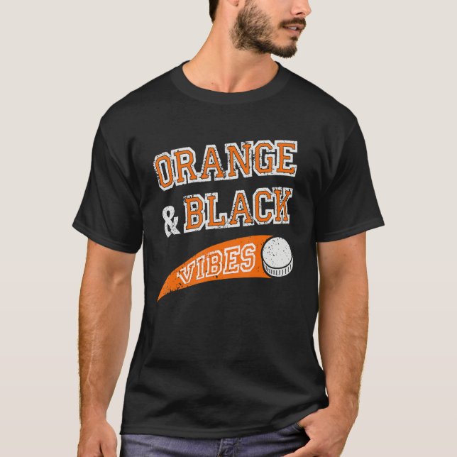 Camiseta Orange & Black Vibes Hockey Team Fan (Frente)