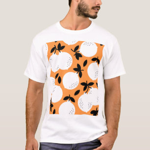 Camiseta Orange Bliss: Padrão de Fruta refinado