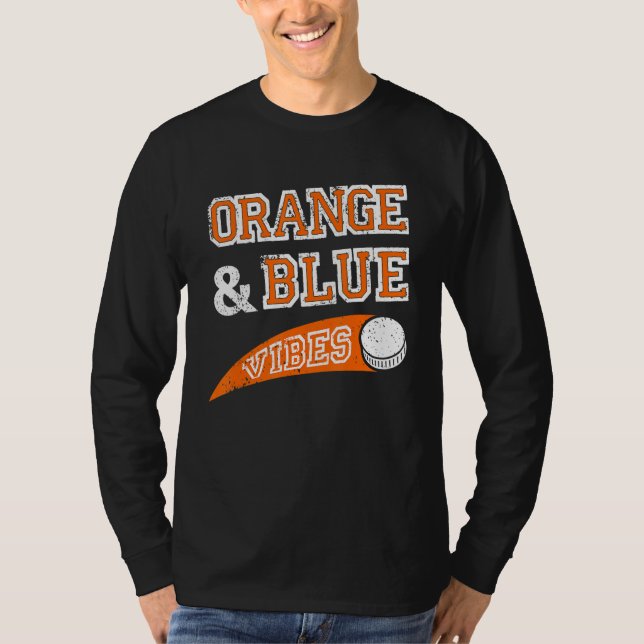 Camiseta Orange & Blue Vibes Hockey Team Fan (Frente)