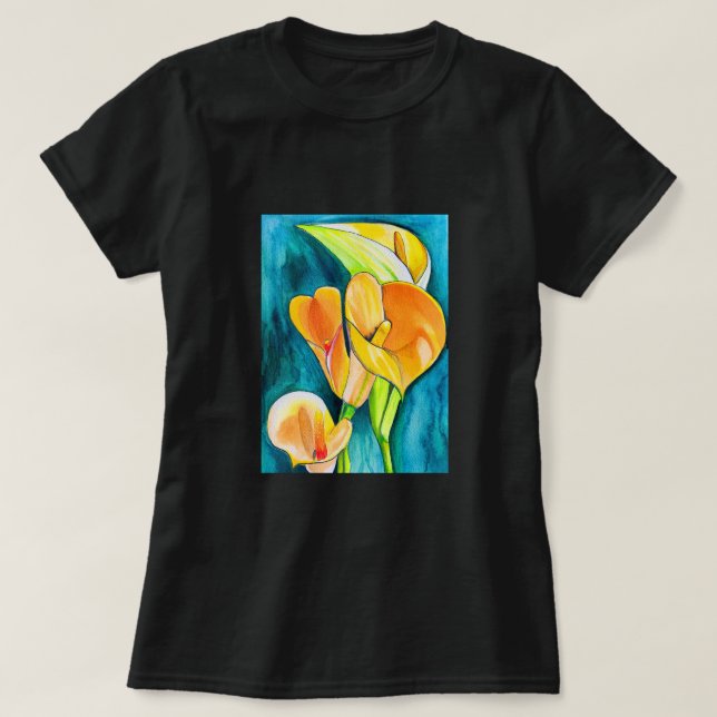 Camiseta Orange Calla Lily Flor Torre (Frente do Design)