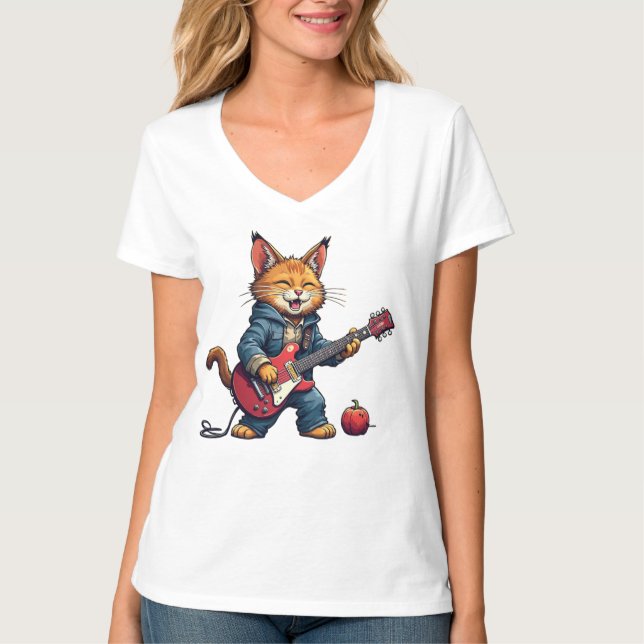 Camiseta Orange Cat Guitar Player (Frente)