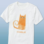 Camiseta Orange Cat Personalizado<br><div class="desc">Gato de gengibre laranja,  bonito e ligeiramente alarmado,  perfeito para amantes de os animais. Arte original de Nic Squirrell. Altere o nome ou remova-o se preferir personalizar.</div>