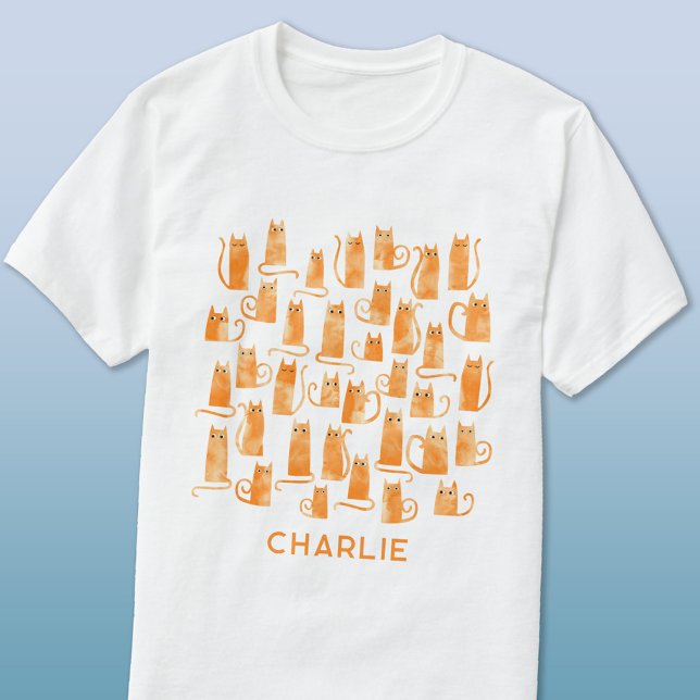 Camiseta Orange Cat Personalizado (Ginger orange cat personalized name t-shirt)