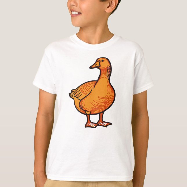 Camiseta Orange Duck Kids T-Shirt – Cute and Playful Animal (Frente)