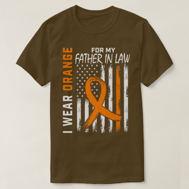 Camiseta Orange For My Father In Law Leukemia Awareness Fla (Frente do Design)