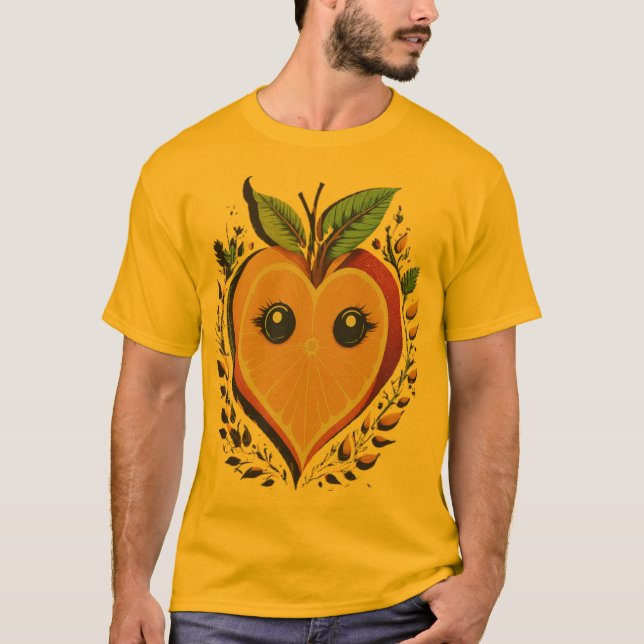 Camiseta Orange Fruta Love Heart - Special Moment Design (Frente)