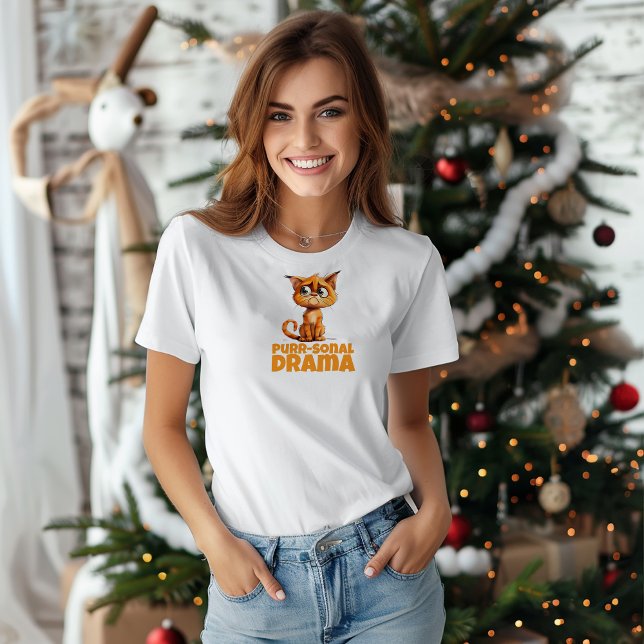 Camiseta Orange  ironic Cat Lovers Christmas wishes T-Shirt (Criador carregado)