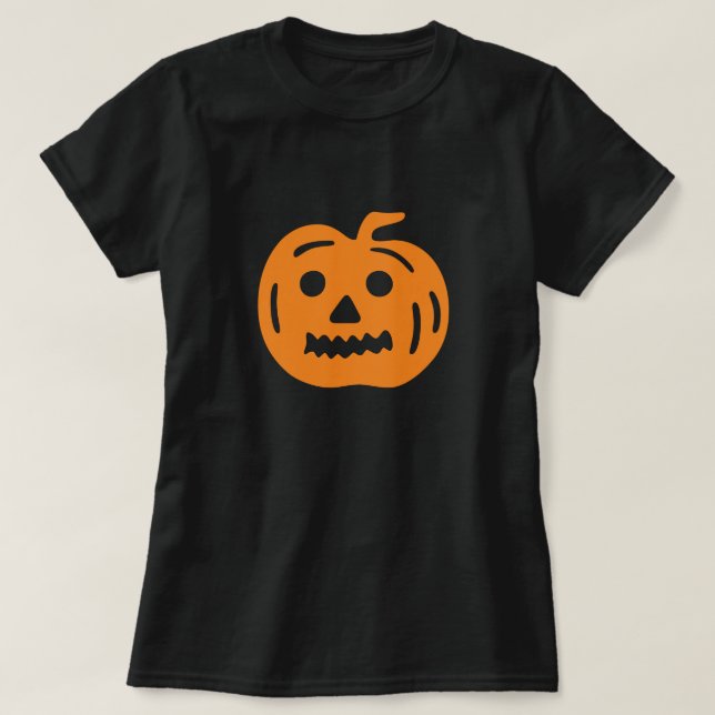Camiseta Orange Jack-O-Lanterna Pumpkin Halloween (Frente do Design)
