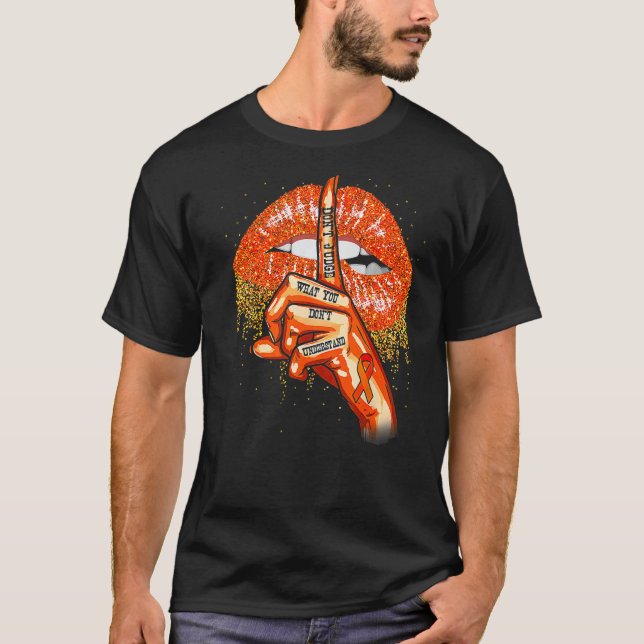 Camiseta Orange Lábios Ribbon Multiple Sclerose Awarenes (Frente)