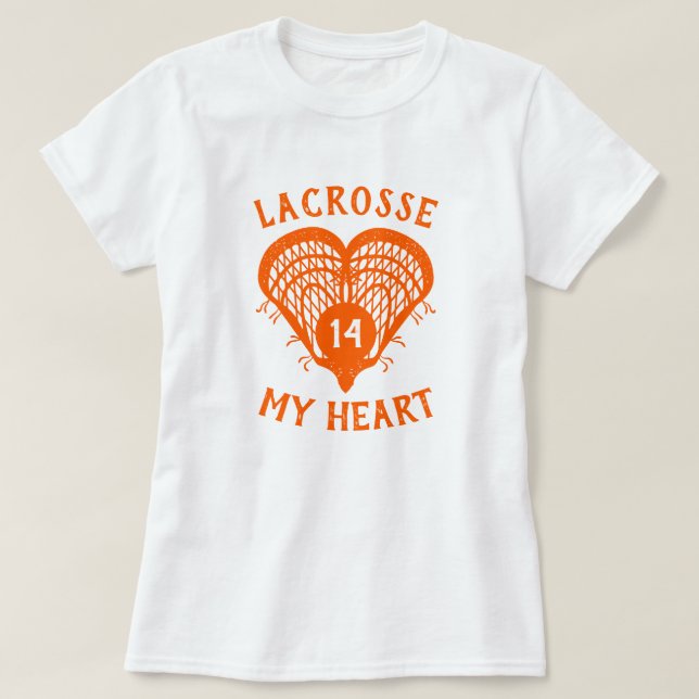 Camiseta Orange Lacrosse My Heart T-Shirt (Frente do Design)