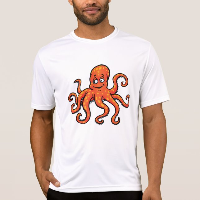 Camiseta Orange Octopus Cartoon Ocean Sea Creature (Frente)