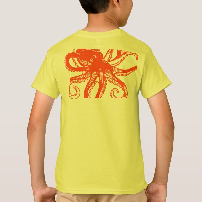 Camiseta Orange Octopus Kids T-Shirt – Cute Sea Animal Tee  (Verso)