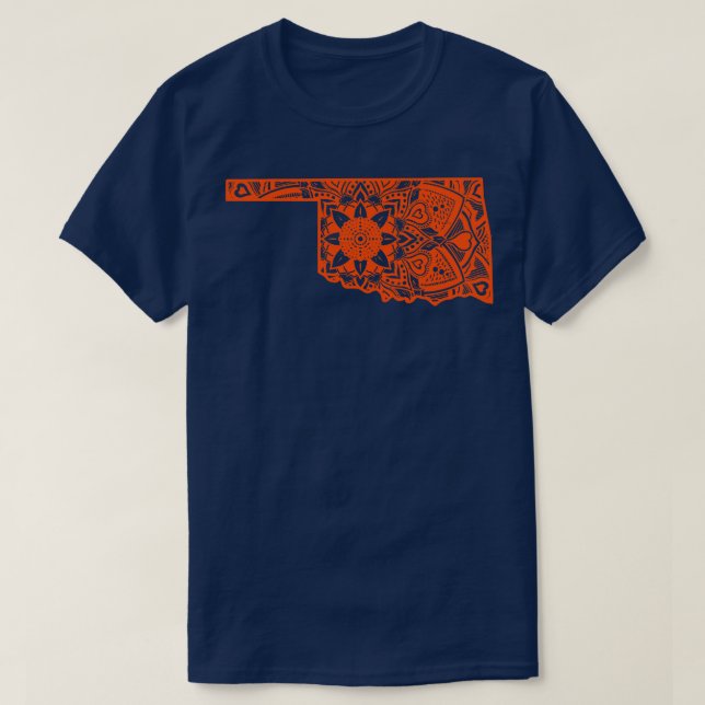 Camiseta Orange Oklahoma State Gift Mandala Yoga OK Art (Frente do Design)