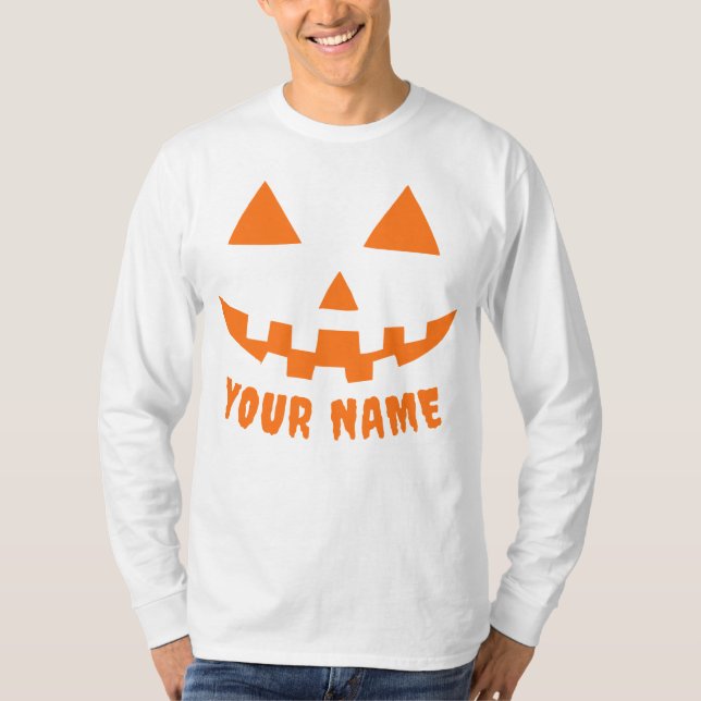 Camiseta Orange Pumpkin Personalizado Halloween Seu Nome (Frente)