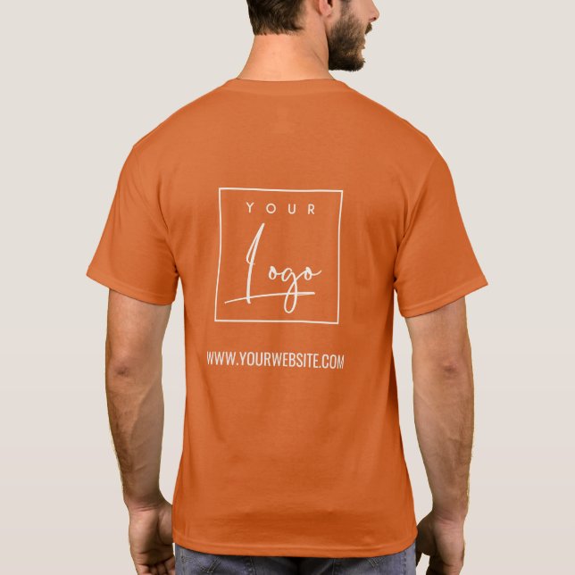 Camiseta Orange Rust Business Adicionar seu nome de logotip (Verso)