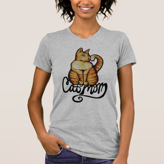 Camiseta Orange Tabby Cat Mãe Kitty Trabalho de arte (Frente)