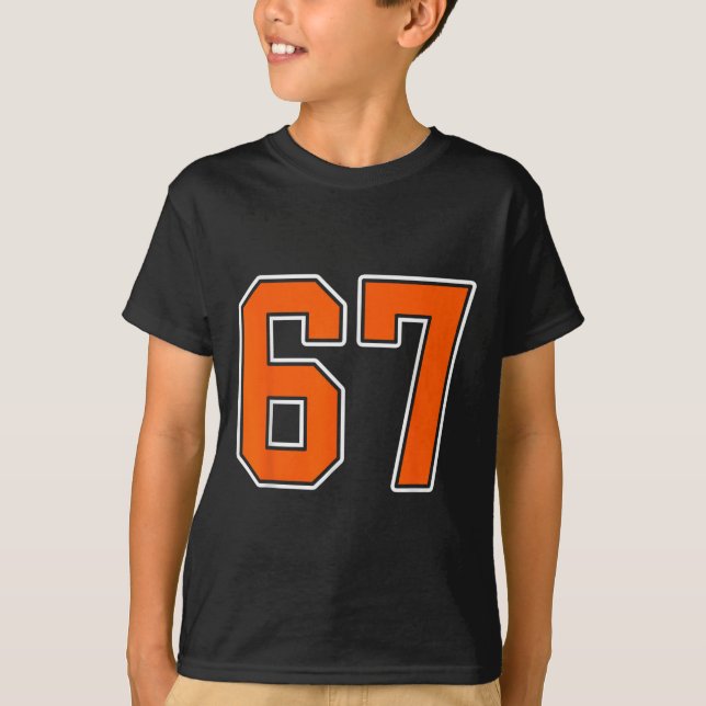 Camiseta Orange White Number 67 Jersey Player Uniform #67 (Frente)