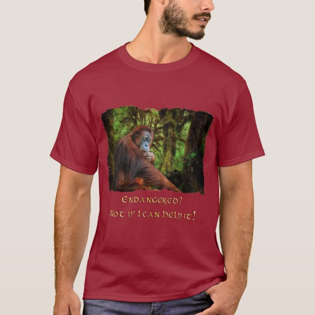 Camiseta Orangotangos Ameaçados Primatas de Arte Selvagem (Frente)