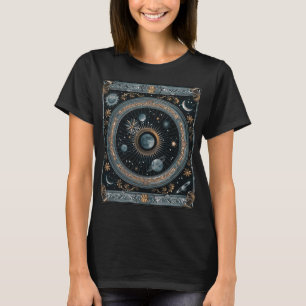 Camiseta Órbita Lunar Celestial Dourada com Astral Detalhad