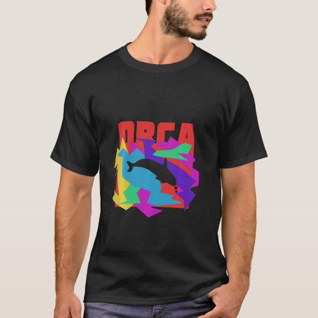 Camiseta Orca Animal Mosaik Quebra-cabeça Long Sleeve (Frente)