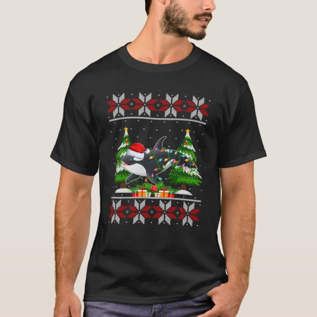 Camiseta Orca Christmas Tree Lighting Orca Ugly Sweater San (Frente)