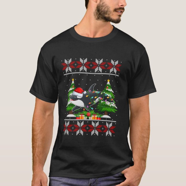 Camiseta Orca Christmas Tree Lighting Orca Ugly Sweater San (Frente)
