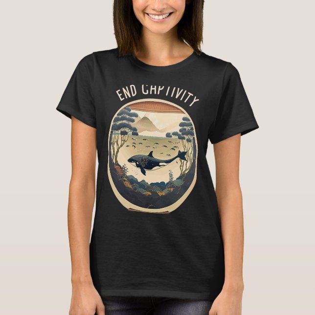 Camiseta Orca End Captivity Liberta A Proteção Marinha Orca (Frente)