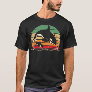 Camiseta Orca Family Vintage Retro Art, Família de Baleias 