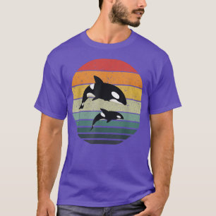 Camiseta Orca Family Vintage Retro Art, Família de Baleias