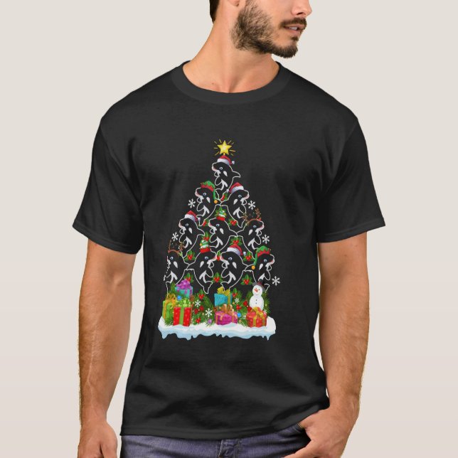 Camiseta Orca Fish  Xmas Holiday  Orca Christmas Tree Long  (Frente)