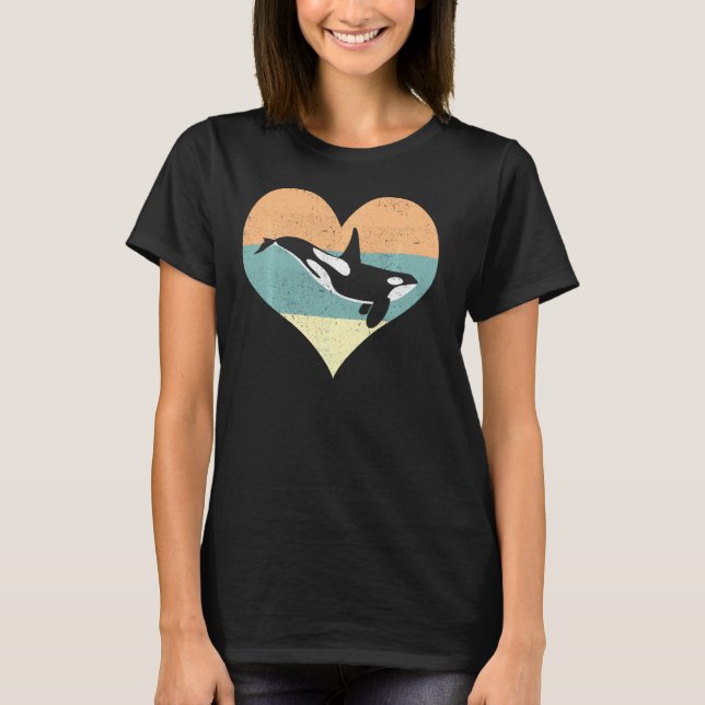 Camiseta Orca Heart Design - Animais do Oceano Baleia Assas (Frente)