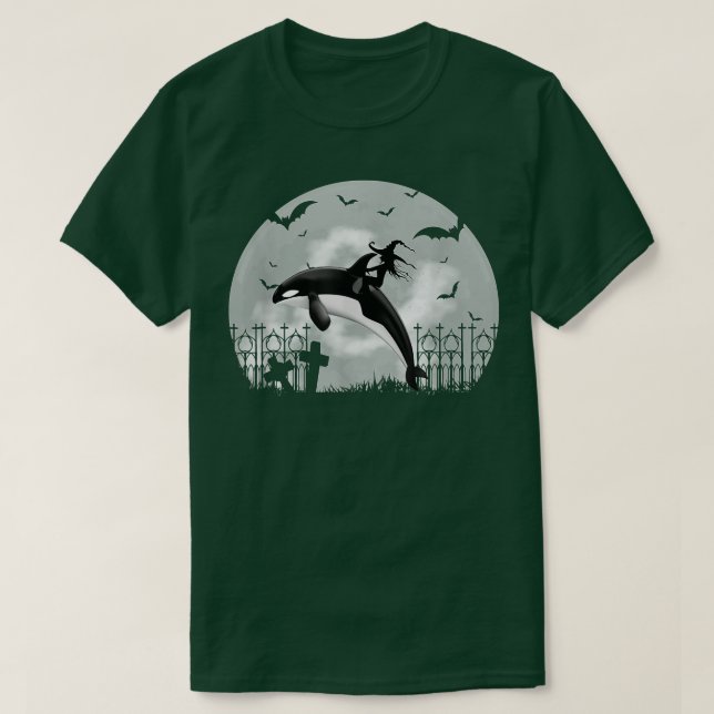 Camiseta Orca Killer Whale Moonlight Dia de as Bruxas engra (Frente do Design)