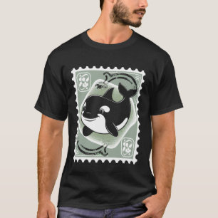 Camiseta Orca Selo Postal Animal Antigo