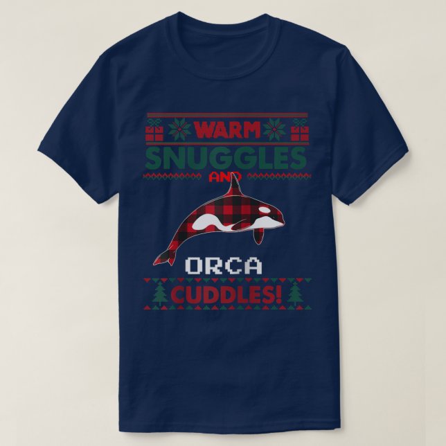 Camiseta Orca Whale Christmas PajamaUgly Christmas Sweater (Frente do Design)