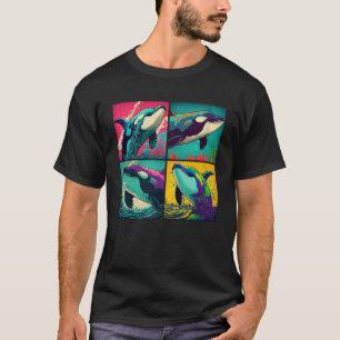 Camiseta Orca Whale Pop Ilustração de Animais Coloridos
