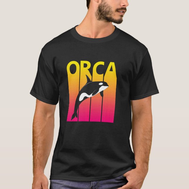 Camiseta Orca Whale Retro Costume Long Sleeve (Frente)