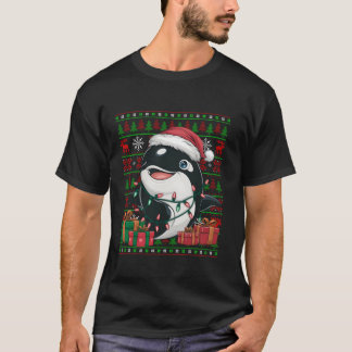 Camiseta Orca Xmas Luzes Feias Santa Hat Orca Natal T S