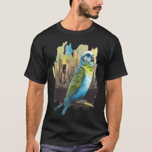 Camiseta Orçamento Budgerigar Parakeet City Skyline Parrot