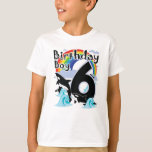 Camiseta Orcas 6 Birthday Boy e Orca Killer Whale como Fest<br><div class="desc">Excelente festa de aniversário de seis anos para filho,  sobrinho ou sobrinho como sua adorável orca pulando mais arco-íris em suas camisetas. Torna-o adequado como presentes especiais</div>
